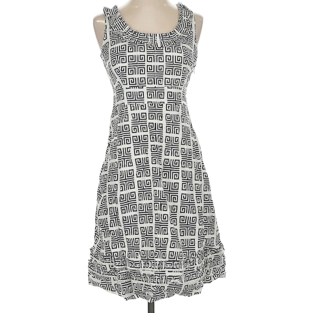 Tory Burch Dress Mini Shift Black White Elegant Geometric Dress Size 2